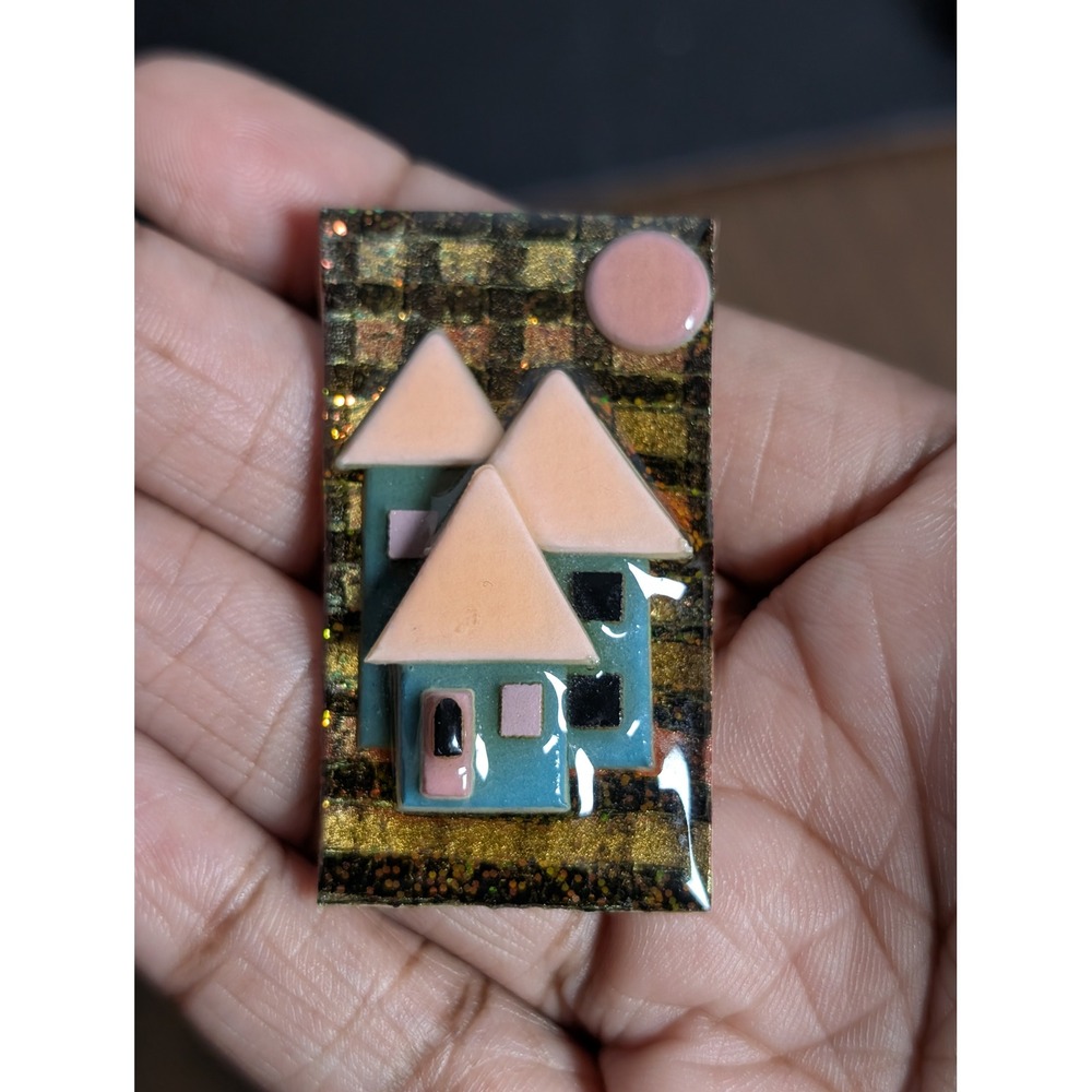 Signed House Pins By Lucinda Small House Brooch